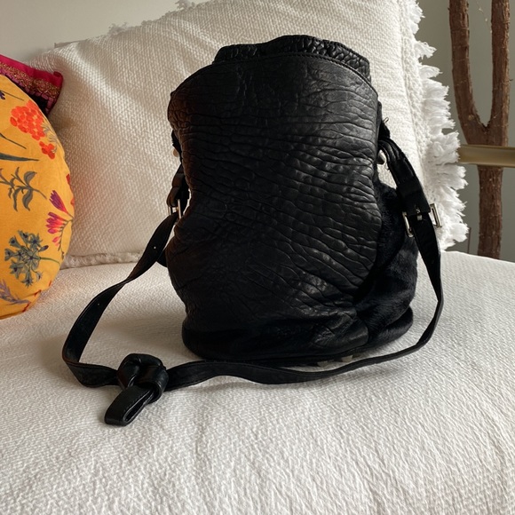 Alexander Wang Pony Hair Diego Bucket Bag Black with Nickel Hardware - Picture 7 of 8